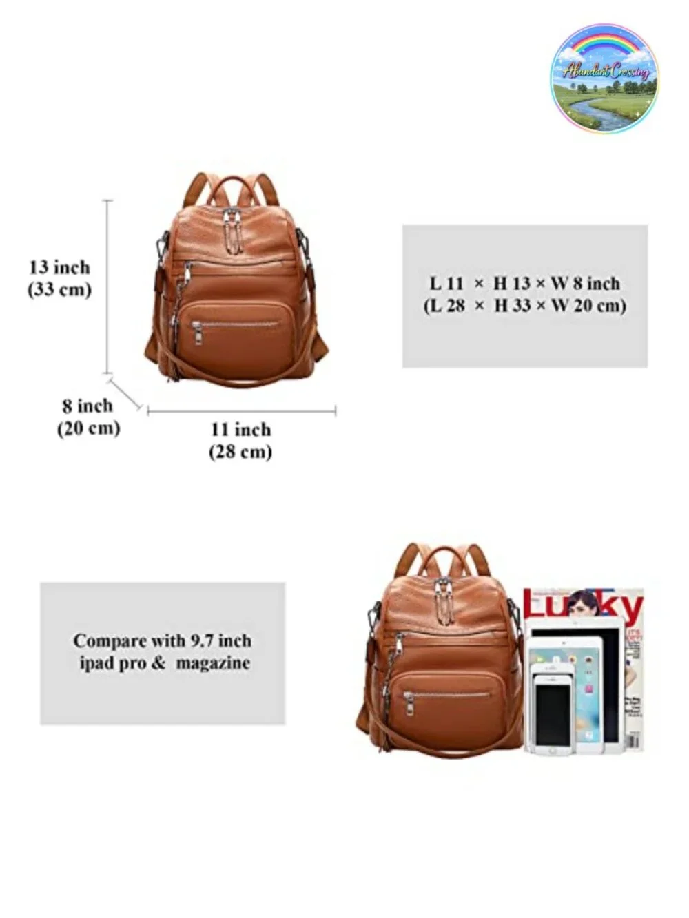 Genuine Leather Convertible Backpack Purse for Women Laptop Shoulder Bag
